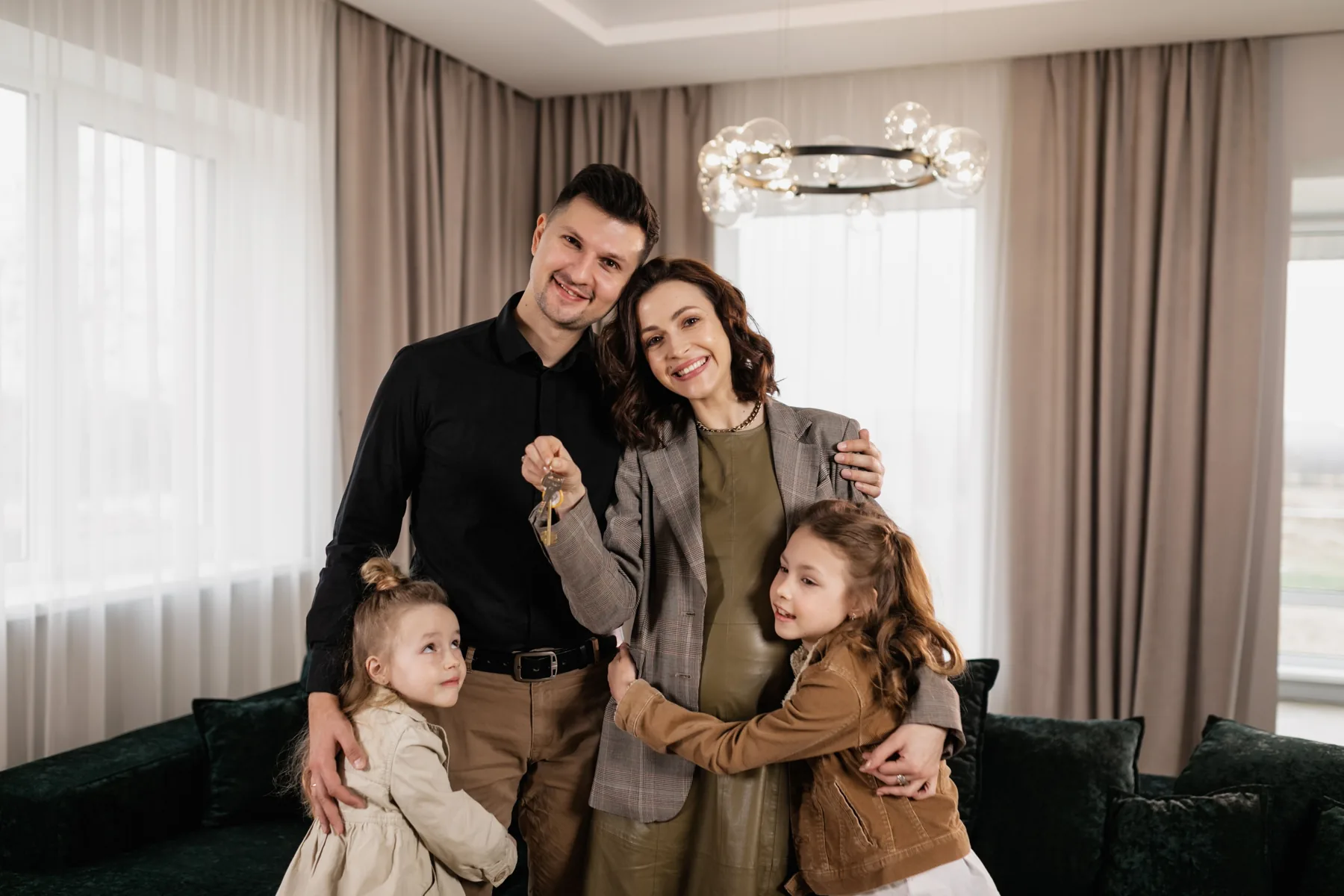 Family together in a home
