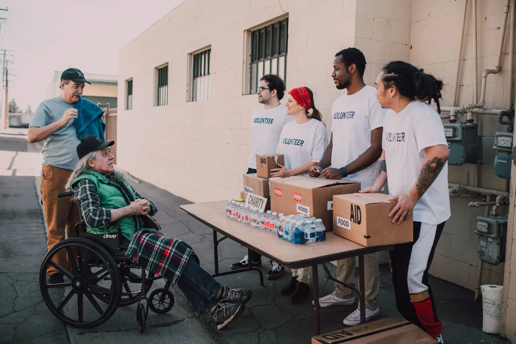 Volunteers providing community assistance